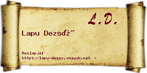 Lapu Dezső névjegykártya